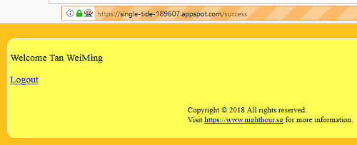 Sucess page with user fullname